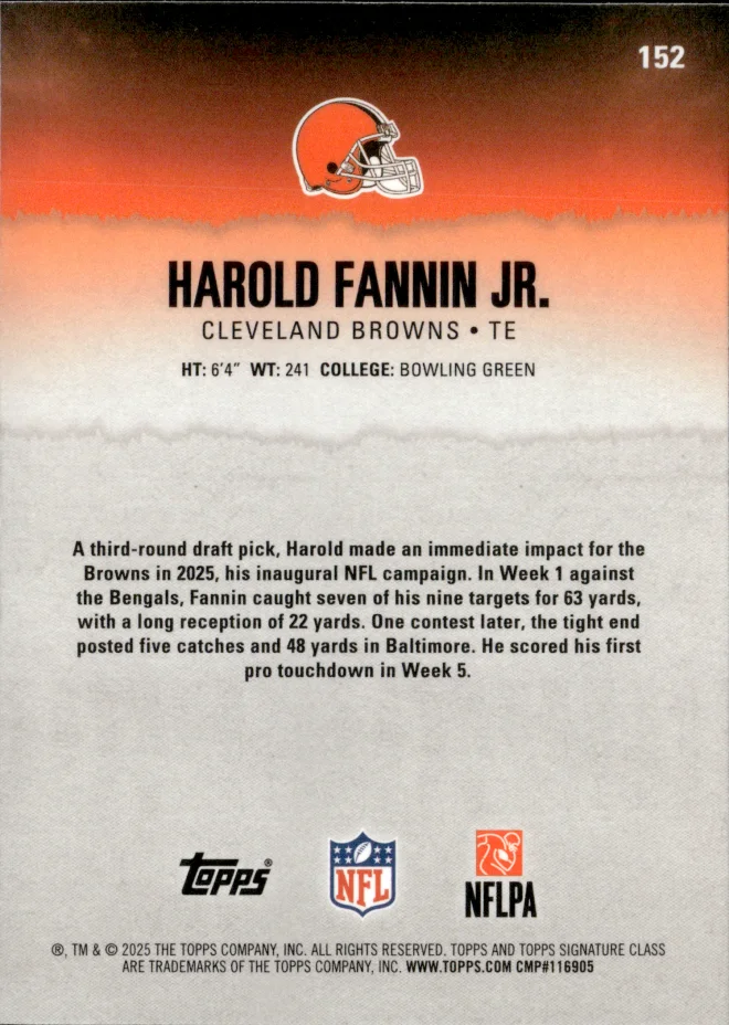 Harold Fannin Jr. card back