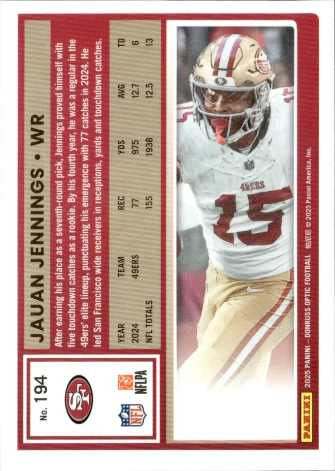 Jauan Jennings card back