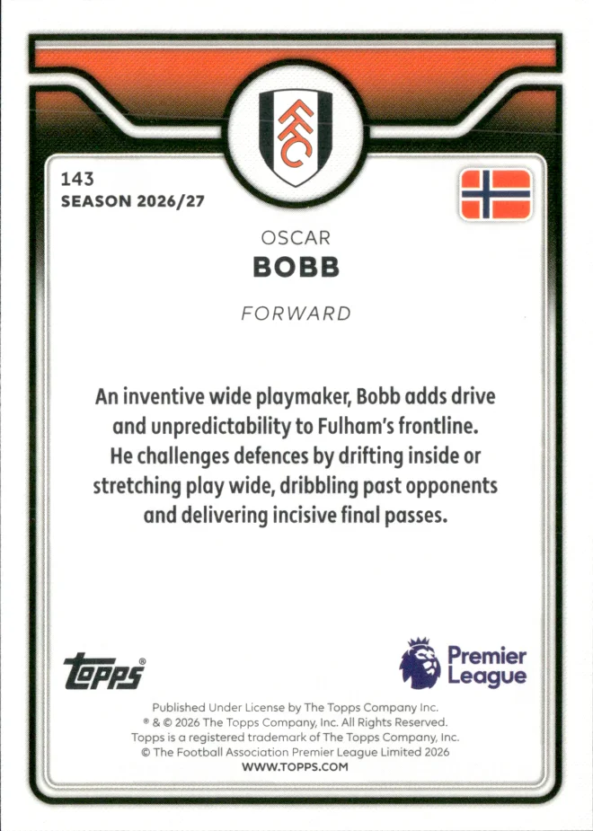 Oscar Bobb card back
