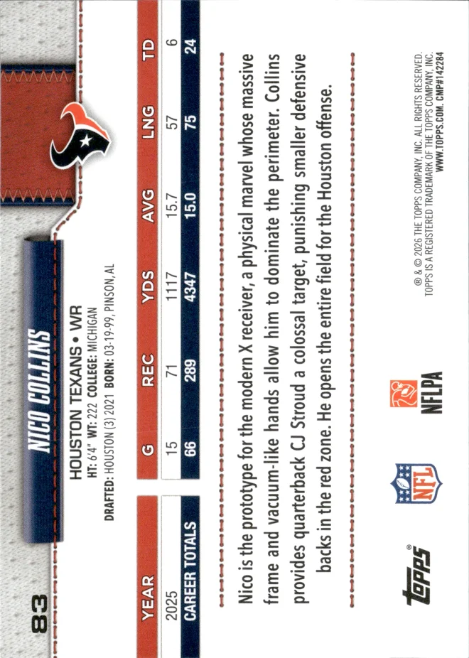 Nico Collins card back