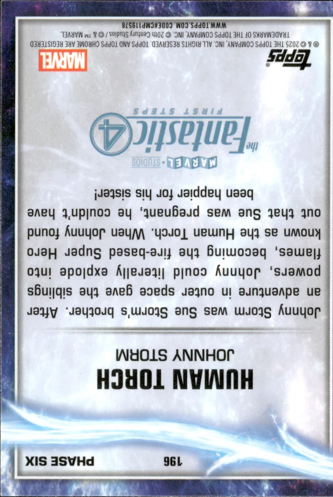 Johnny Storm / Human Torch card back