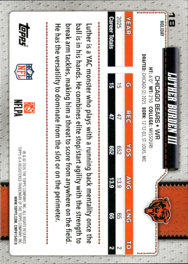 Luther Burden III card back