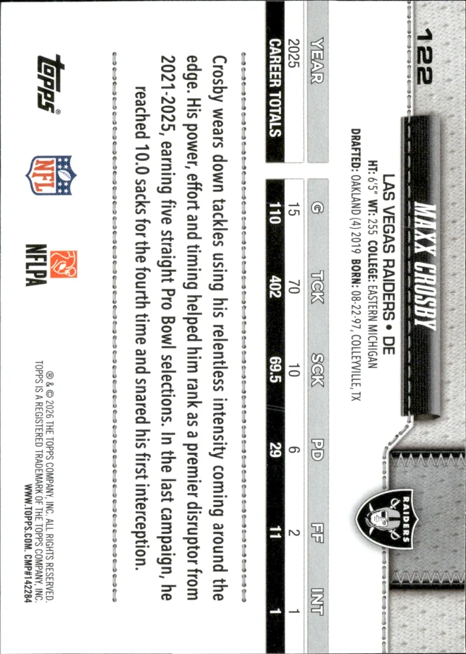 Maxx Crosby card back