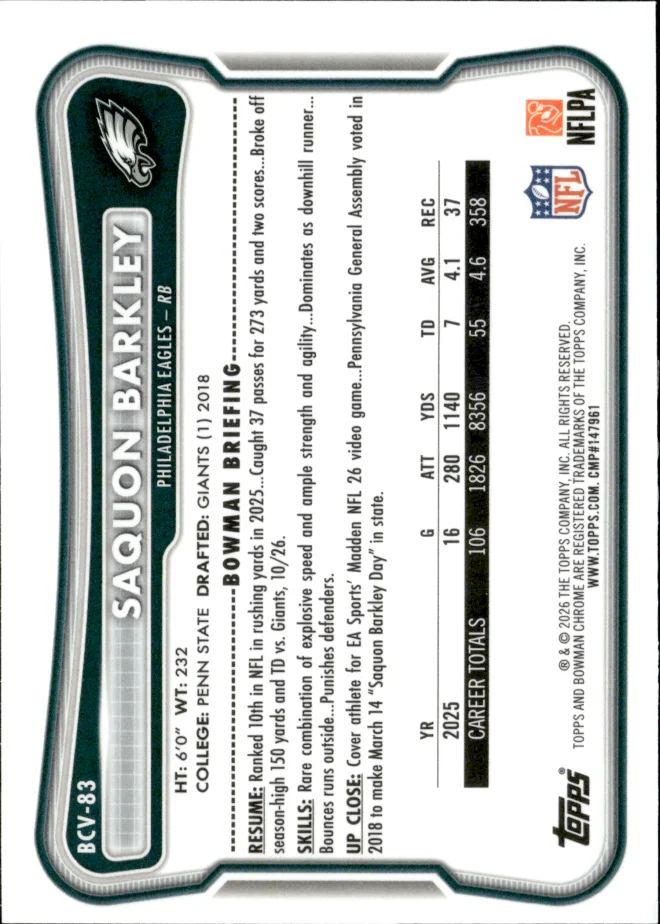 Saquon Barkley card back