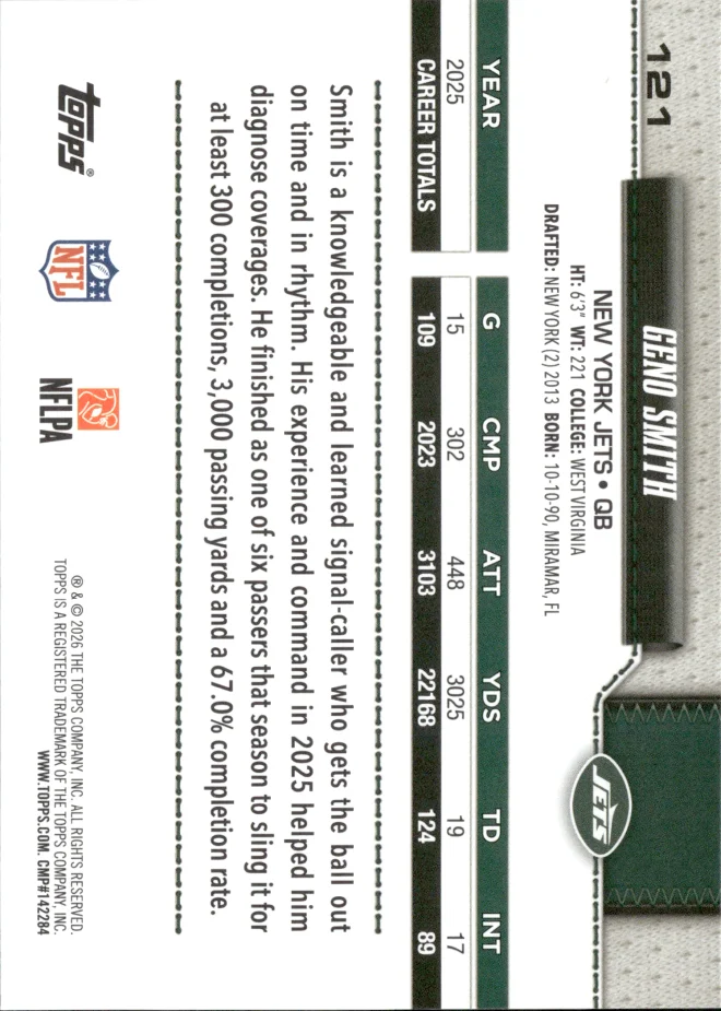 Geno Smith card back