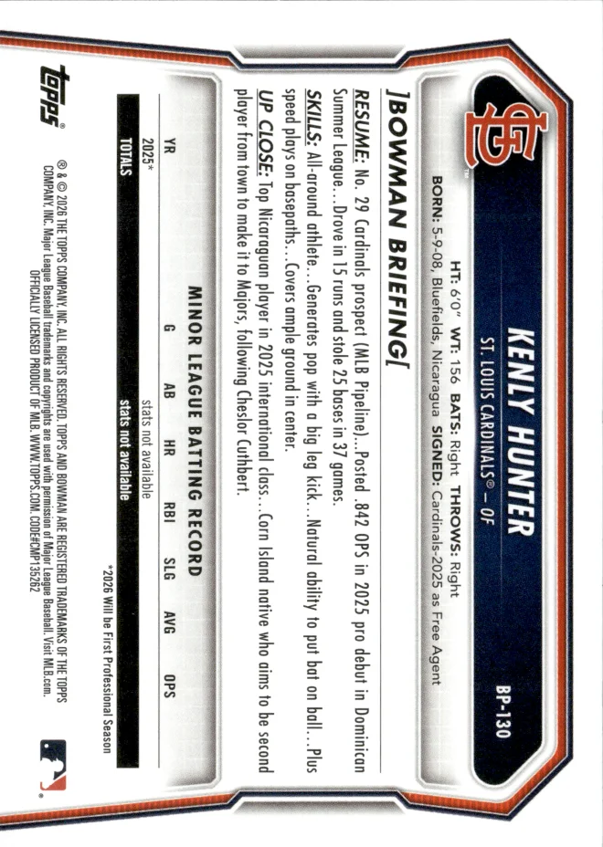 Kenly Hunter card back