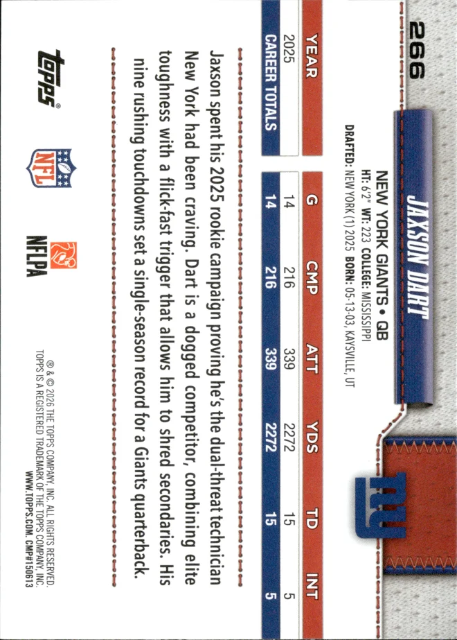 Jaxson Dart card back