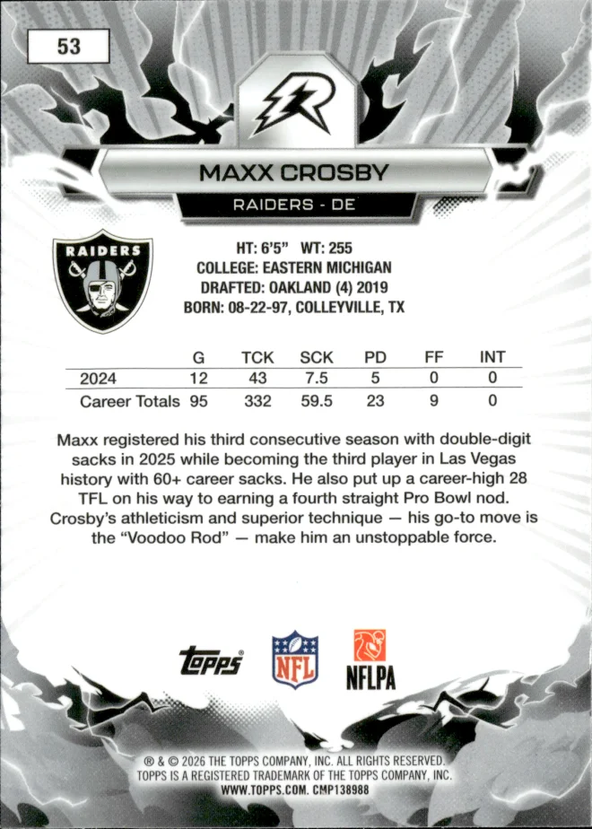 Maxx Crosby card back