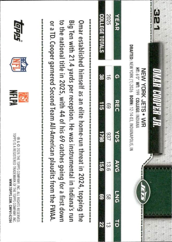Omar Cooper Jr. card back