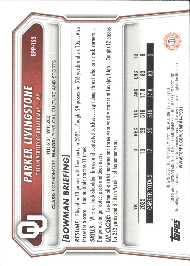 Parker Livingstone card back
