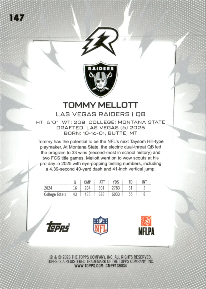 Tommy Mellott card back