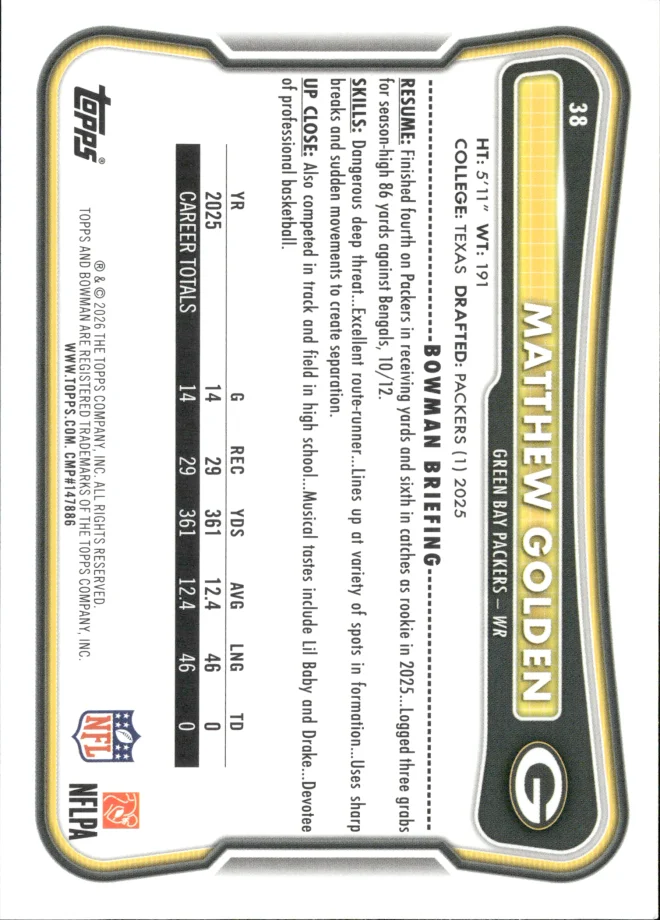 Matthew Golden card back