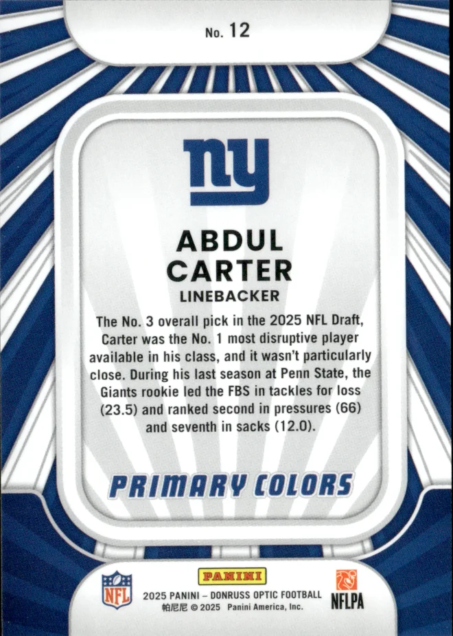 Abdul Carter card back