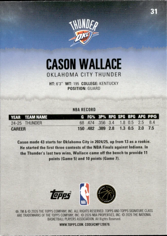 Cason Wallace card back