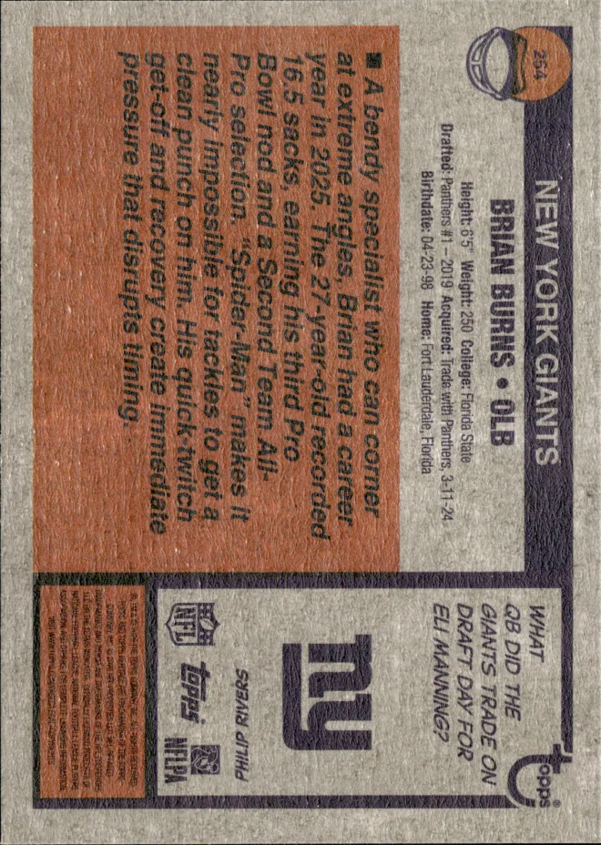Brian Burns card back