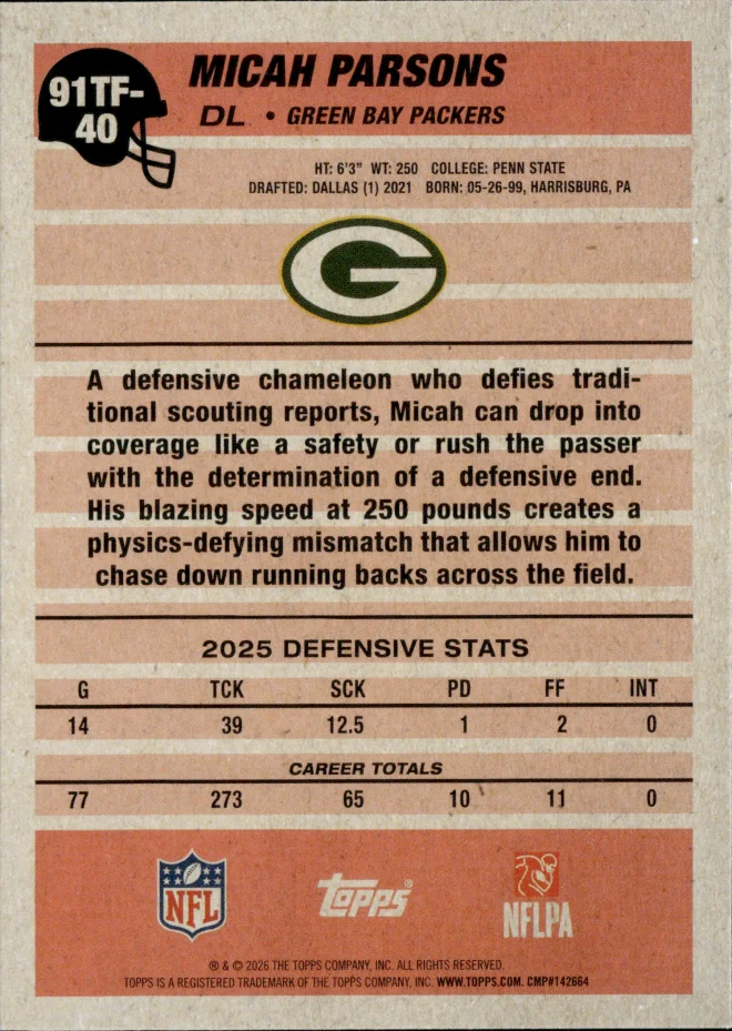 Micah Parsons card back