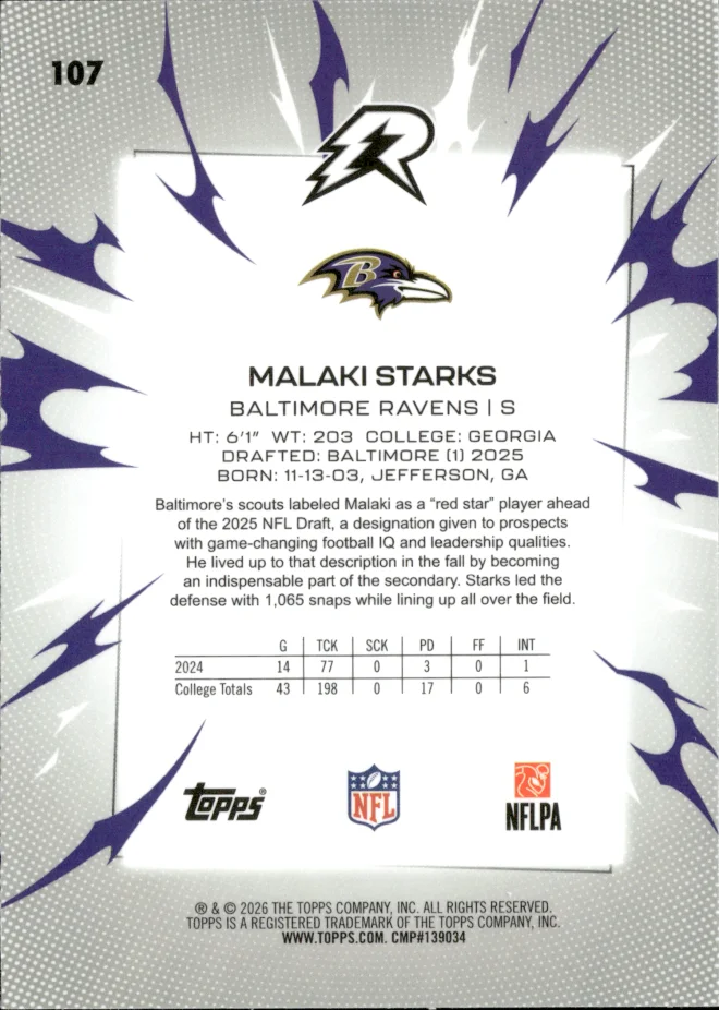 Malaki Starks card back