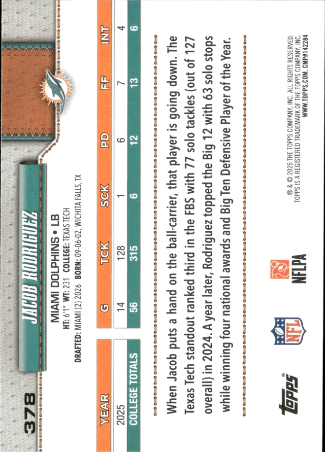 Jacob Rodriguez card back
