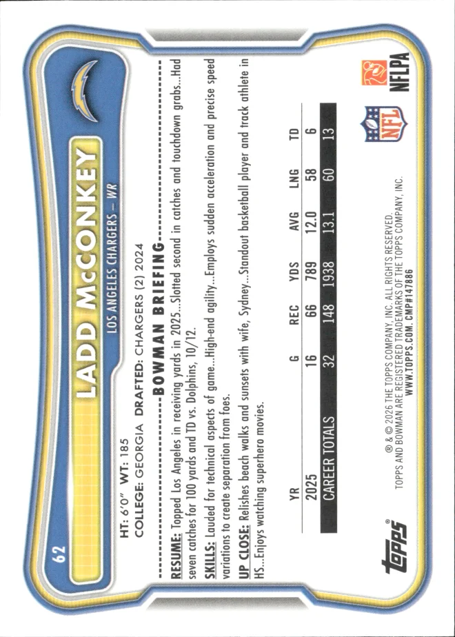 Ladd McConkey card back