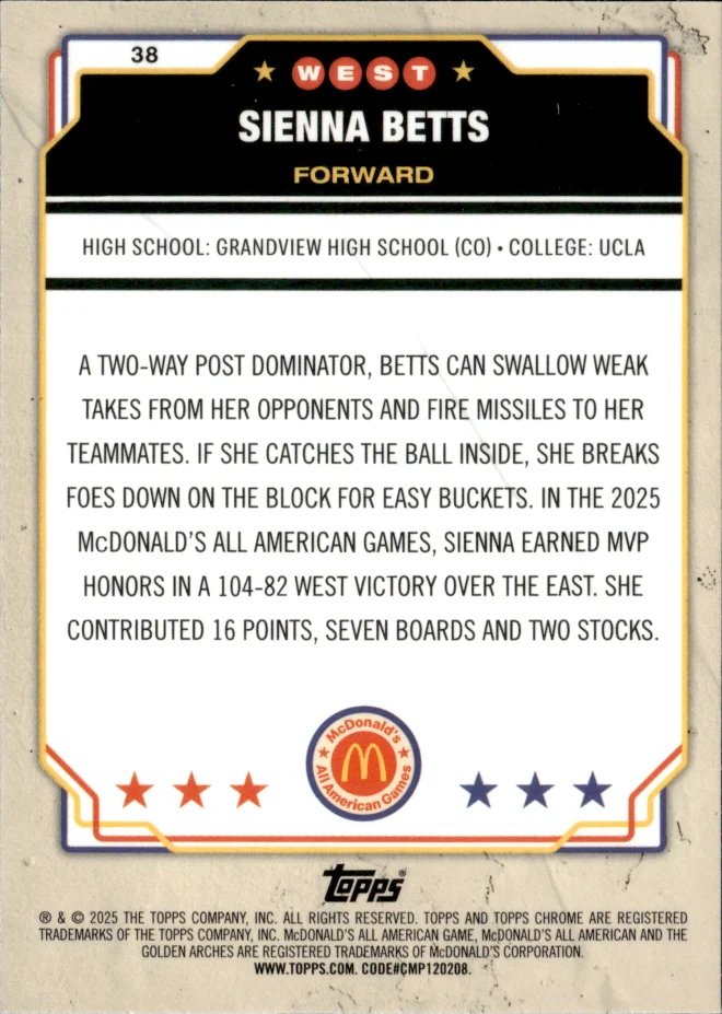 Sienna Betts card back