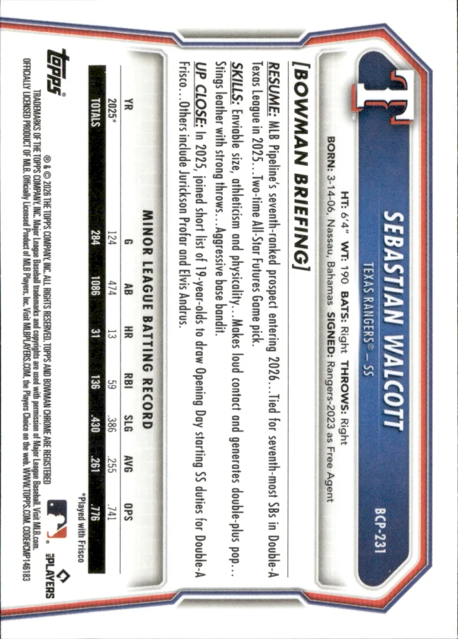Sebastian Walcott card back