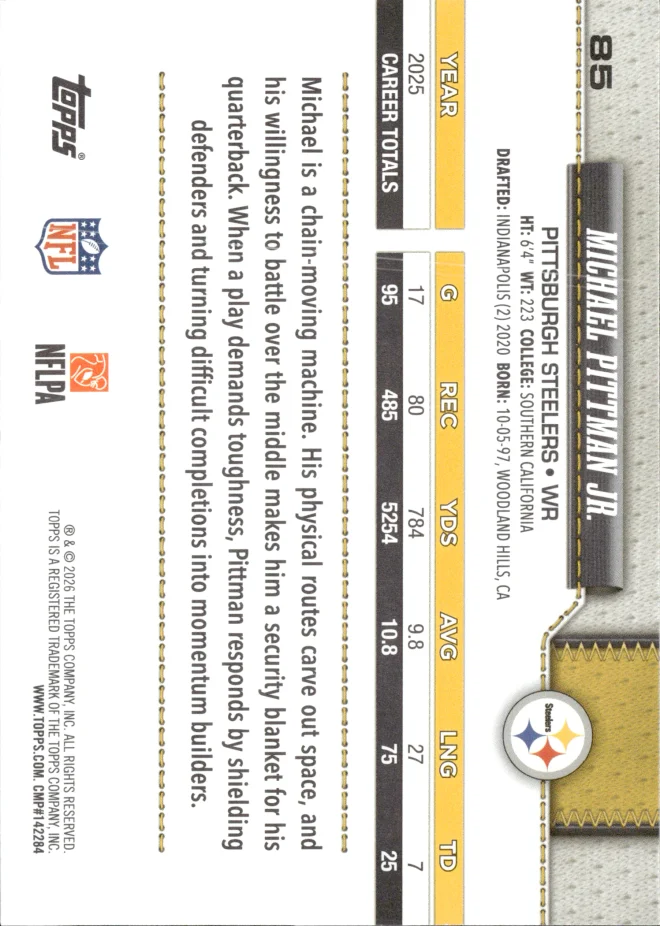 Michael Pittman Jr. card back
