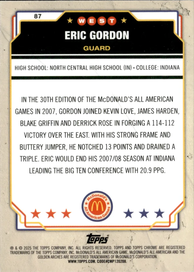 Eric Gordon card back