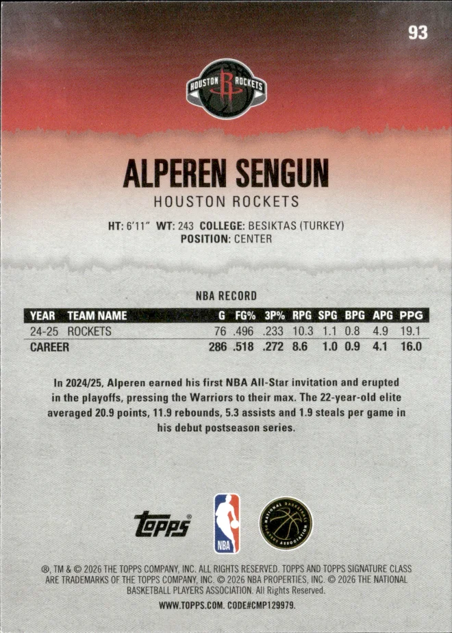 Alperen Sengun card back
