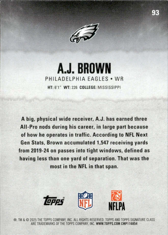 A.J. Brown card back
