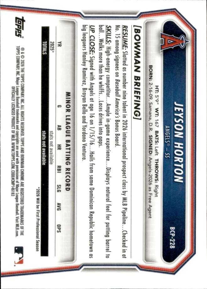 Jeyson Horton card back