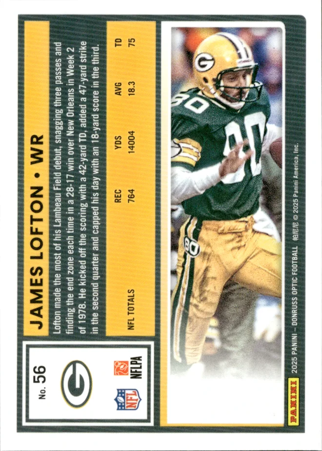 James Lofton card back