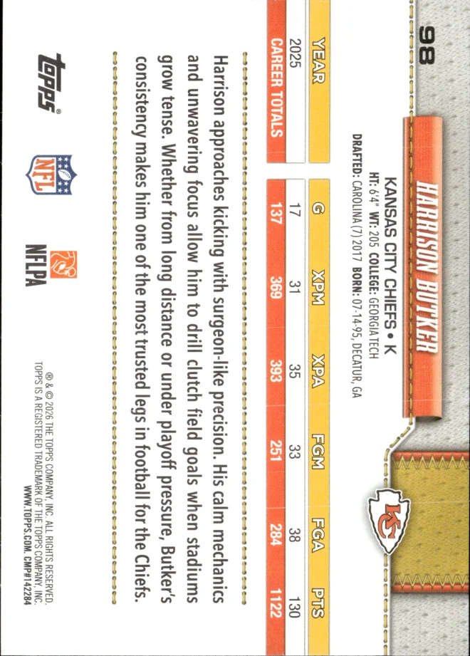 Harrison Butker card back