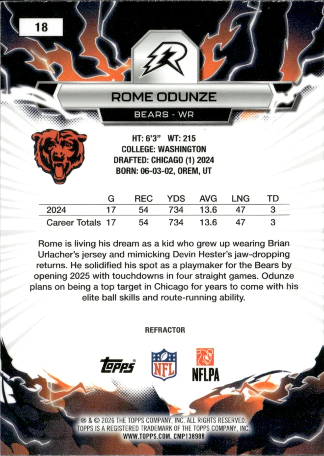 Rome Odunze card back