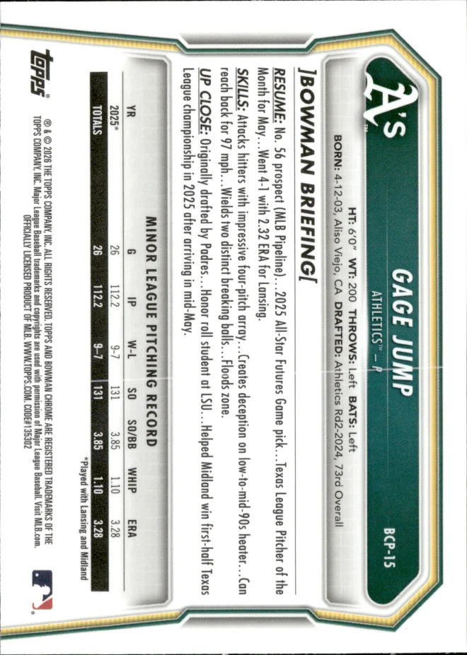 Gage Jump card back