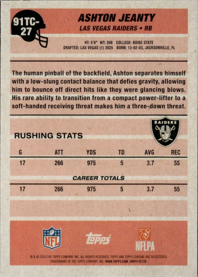 Ashton Jeanty card back