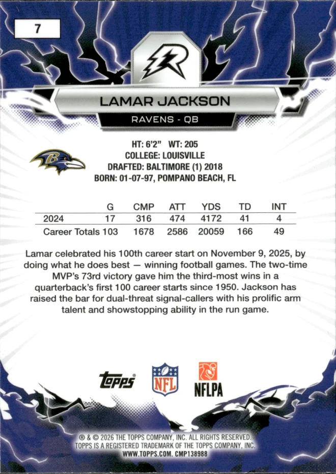 Lamar Jackson card back