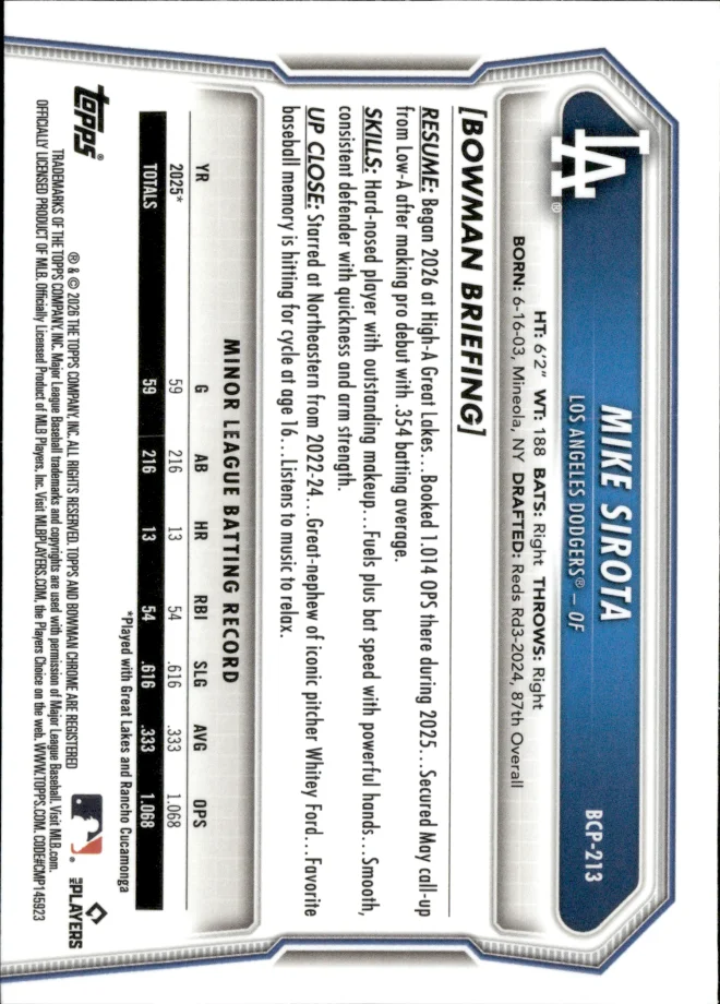 Mike Sirota card back