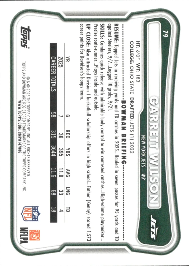 Garrett Wilson card back
