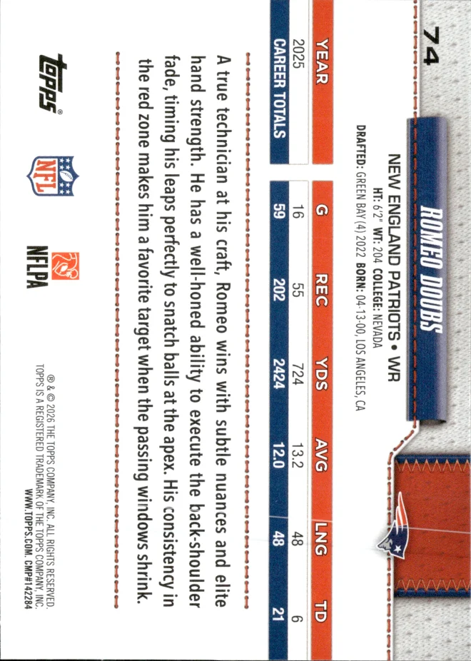 Romeo Doubs card back