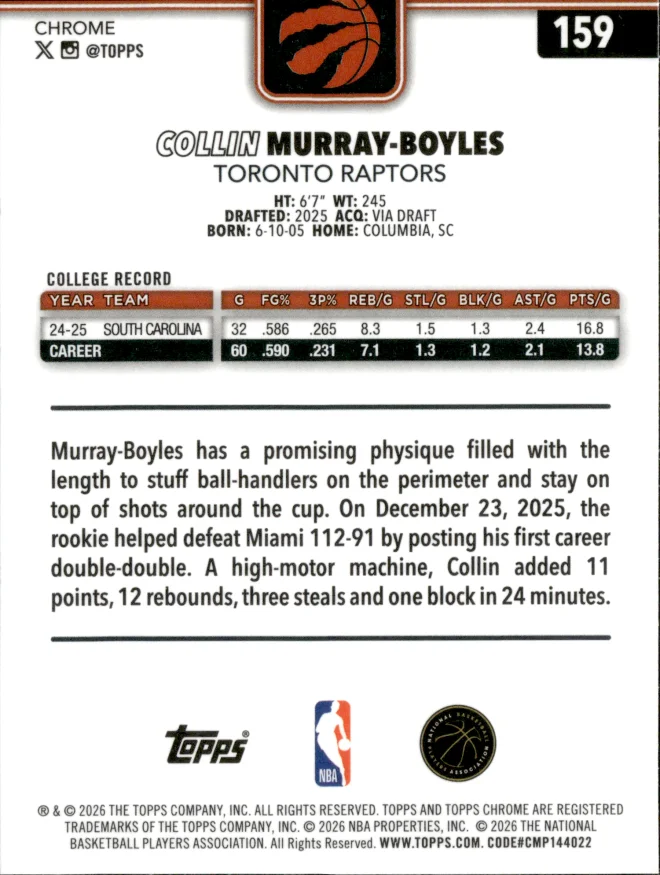 Collin Murray-Boyles card back