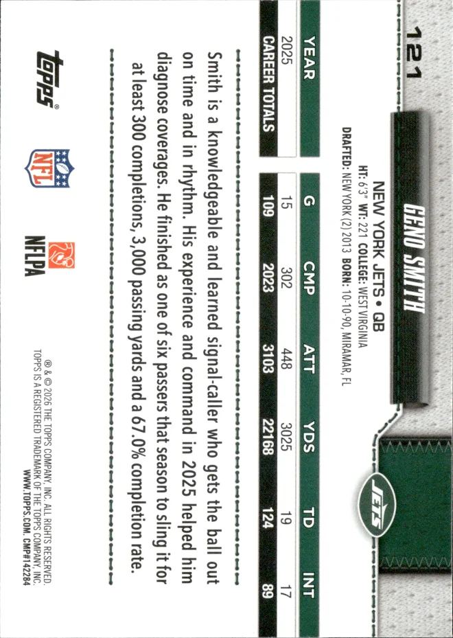 Geno Smith card back