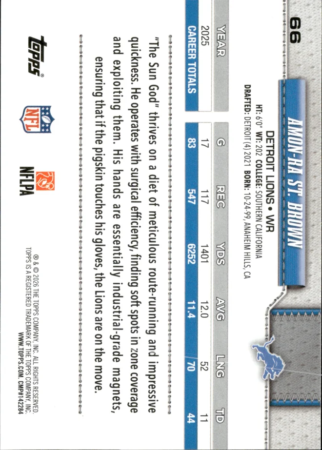 Amon-Ra St. Brown card back