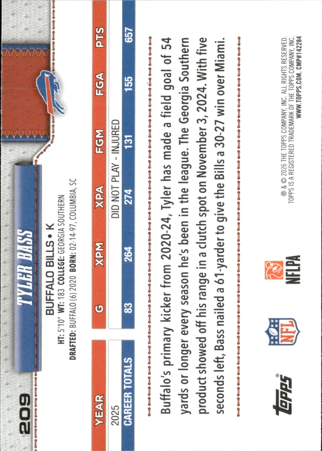 Tyler Bass card back