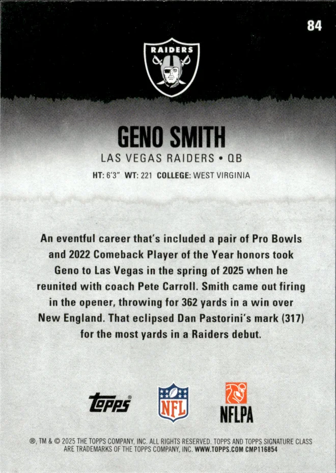 Geno Smith card back