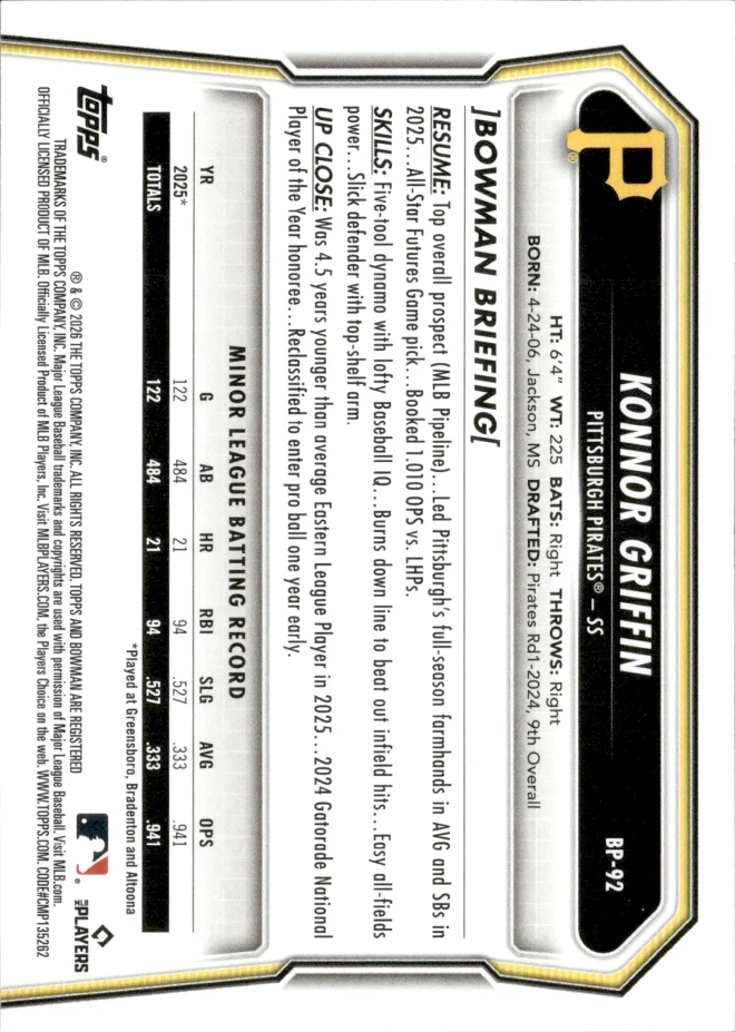 Konnor Griffin card back