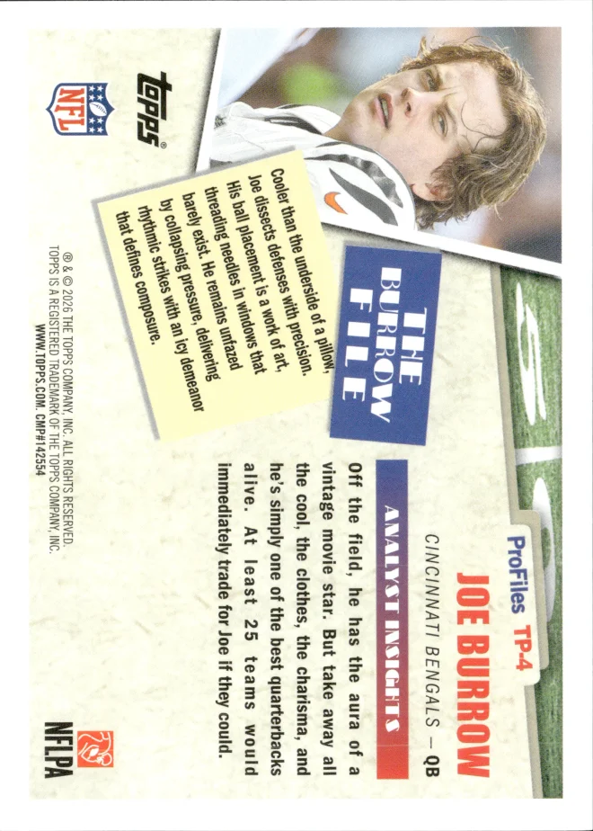 Joe Burrow card back