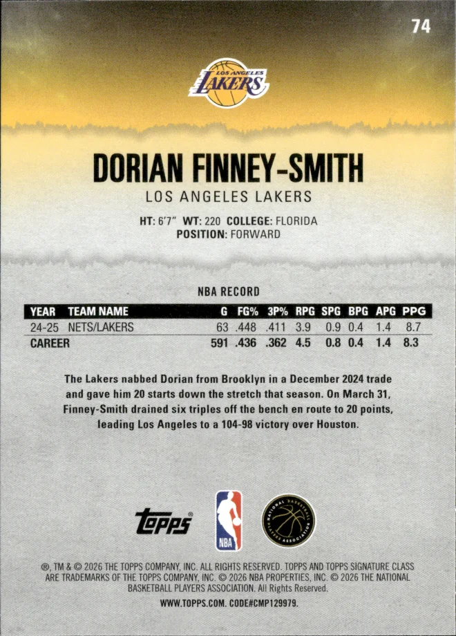 Dorian Finney-Smith card back