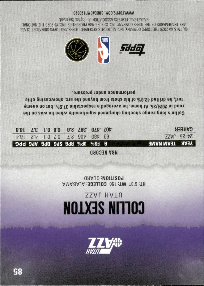 Collin Sexton card back