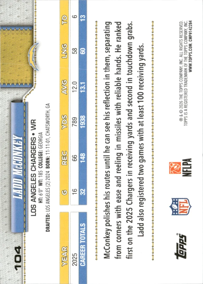 Ladd McConkey card back