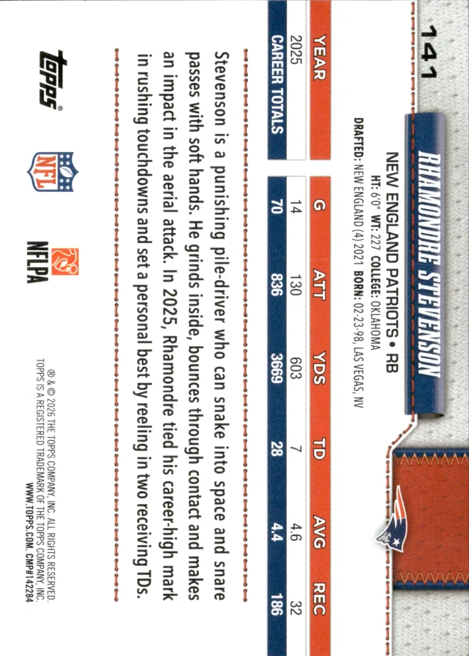 Rhamondre Stevenson card back